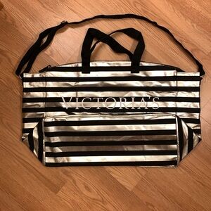 VS Vintage Black and Silver Striped Tote